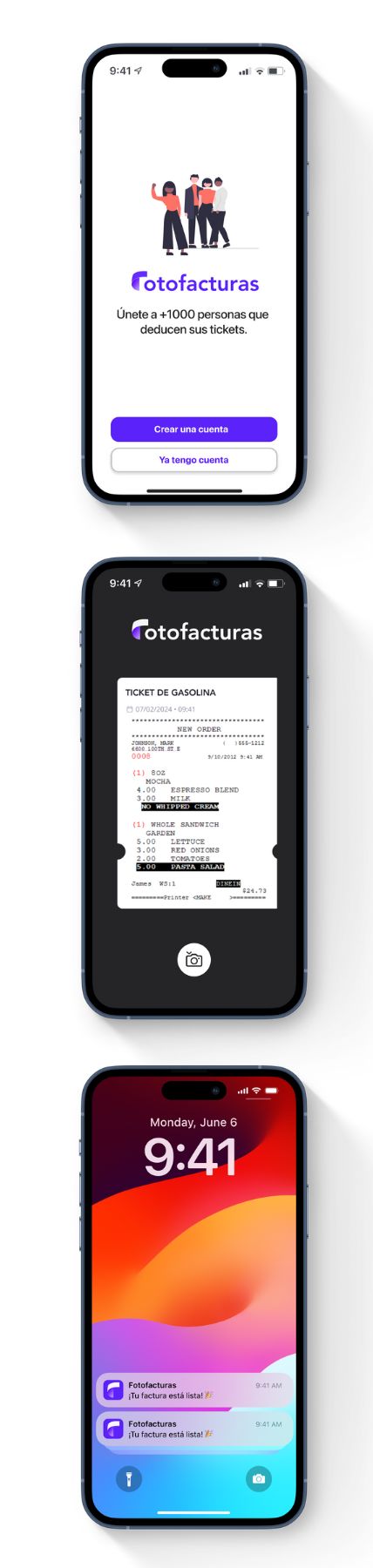 Pantalla de onboarding de Fotofacturas